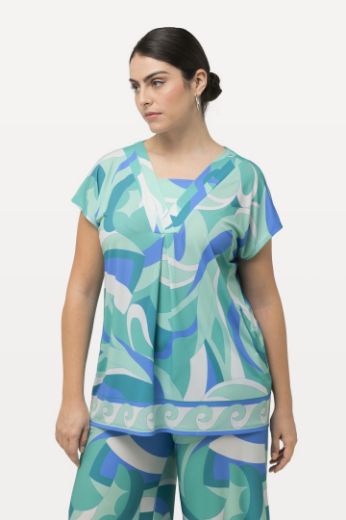 Plus size veliki brojevi Majica spuštenih rukava s motivom valova za punije