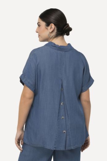 Plus size veliki brojevi Bluza kratkih rukava od laganog trapera za punije
