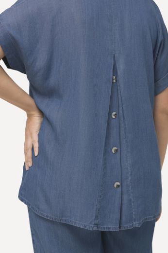 Plus size veliki brojevi Bluza kratkih rukava od laganog trapera za punije