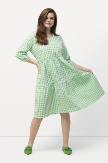 Plus size veliki brojevi Haljina 3/4 rukava V ovratnika za punije