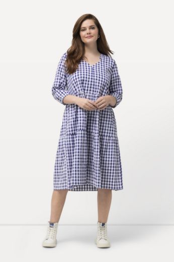 Plus size veliki brojevi Haljina 3/4 rukava V ovratnika za punije