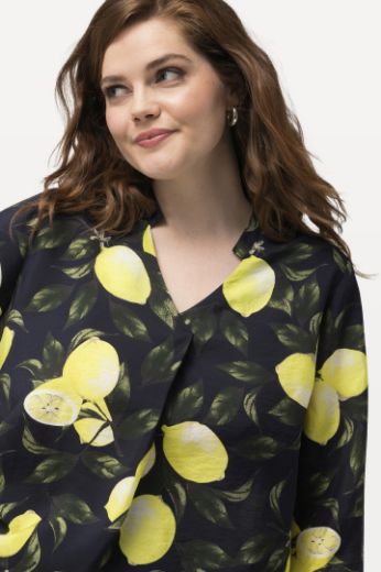 Plus size veliki brojevi Tunika 3/4 rukavi s printom limuna za punije