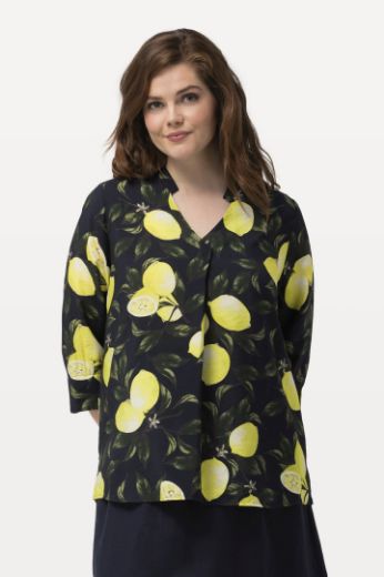 Plus size veliki brojevi Tunika 3/4 rukavi s printom limuna za punije