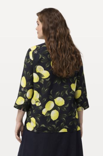 Plus size veliki brojevi Tunika 3/4 rukavi s printom limuna za punije