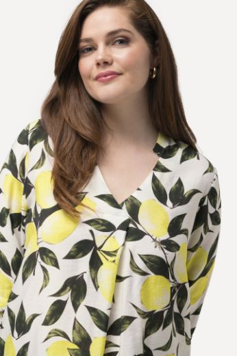 Plus size veliki brojevi Tunika 3/4 rukavi s printom limuna za punije