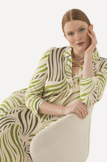 Plus size veliki brojevi Haljina Slinky 3/4 rukavi s printom za punije