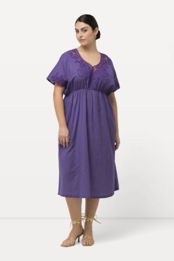 Plus size veliki brojevi Haljina midi kratkih rukava s dodatkom dekorativne čipke za punije