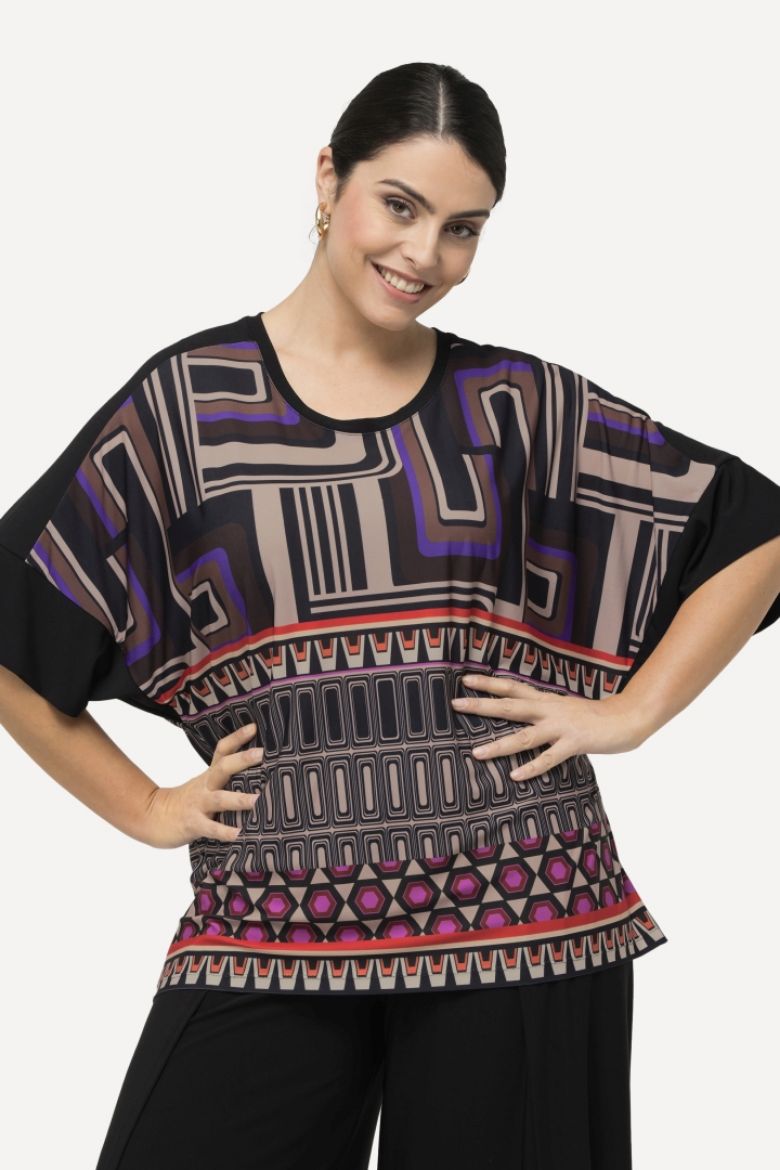 Plus size veliki brojevi Majica kratkih rukava s geometrijskim printom za punije