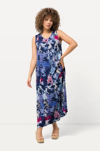 Plus size veliki brojevi Haljina maxi bez rukava s printom za punije