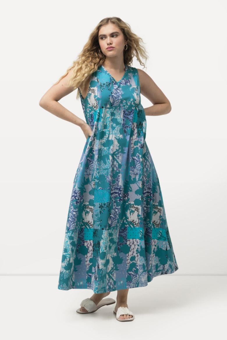 Plus size veliki brojevi Haljina maxi bez rukava s printom za punije