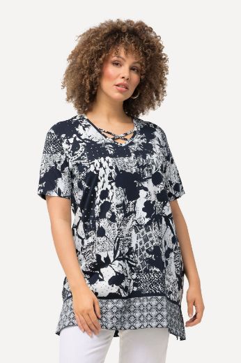 Plus size veliki brojevi Majica kratkih rukava s trakicama na ovratniku za punije