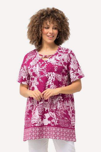 Plus size veliki brojevi Majica kratkih rukava s trakicama na ovratniku za punije