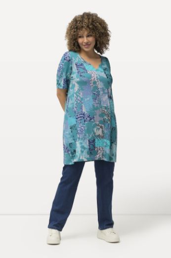 Plus size veliki brojevi Tunika kratkih rukava cvjetnog printa za punije