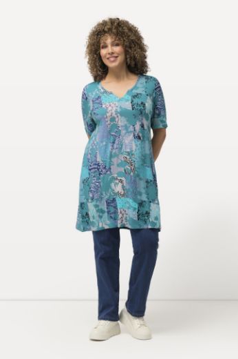 Plus size veliki brojevi Tunika kratkih rukava cvjetnog printa za punije