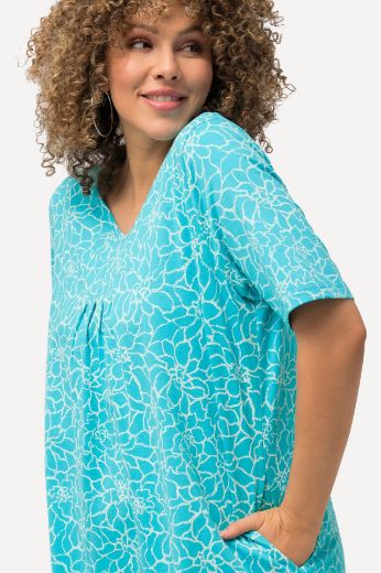 Plus size veliki brojevi Tunika kratkih rukava s printom lišća za punije