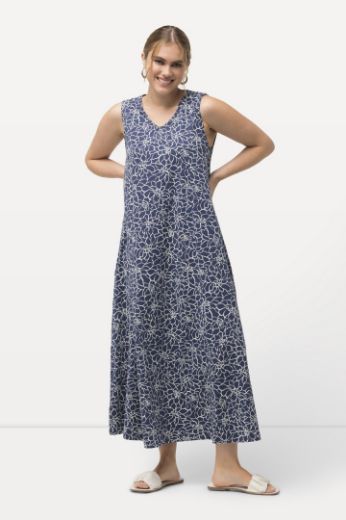 Plus size veliki brojevi Haljina maxi bez rukava s cvjetnim printom za punije