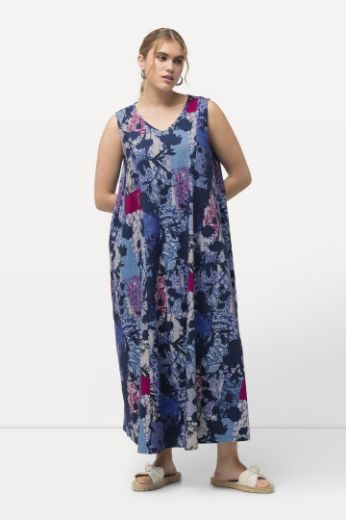 Plus size veliki brojevi Haljina maxi bez rukava s cvjetnim printom za punije