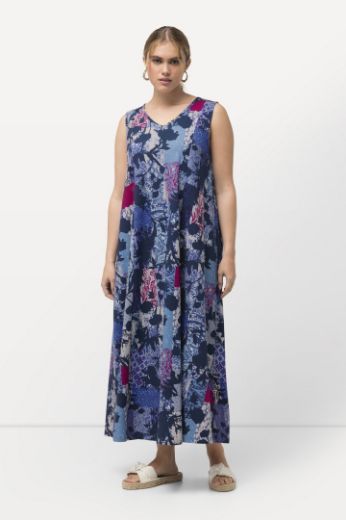 Plus size veliki brojevi Haljina maxi bez rukava s cvjetnim printom za punije