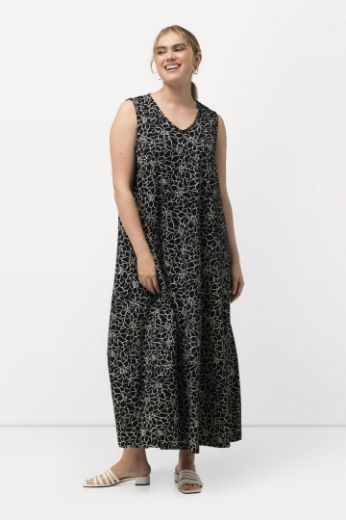 Plus size veliki brojevi Haljina maxi bez rukava s cvjetnim printom za punije