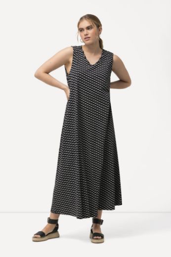 Plus size veliki brojevi Haljina maxi bez rukava s minimalističkim printom za punije