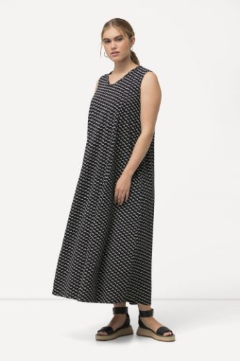 Plus size veliki brojevi Haljina maxi bez rukava s minimalističkim printom za punije