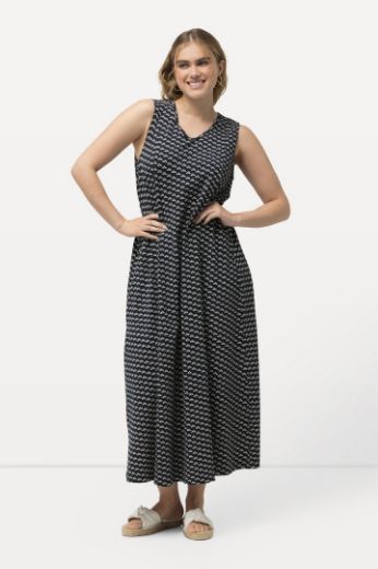 Plus size veliki brojevi Haljina maxi bez rukava s minimalističkim printom za punije