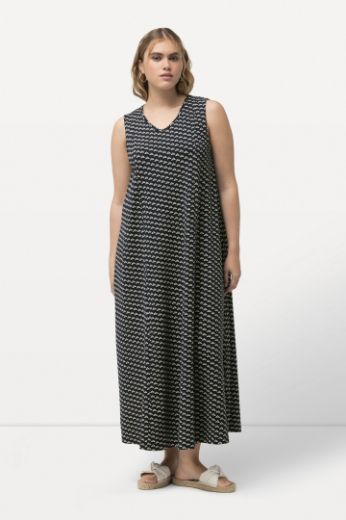 Plus size veliki brojevi Haljina maxi bez rukava s minimalističkim printom za punije