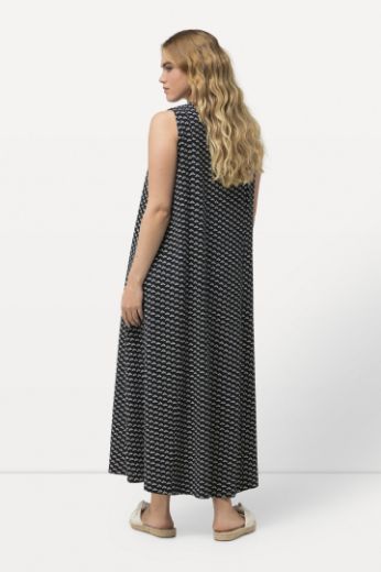 Plus size veliki brojevi Haljina maxi bez rukava s minimalističkim printom za punije