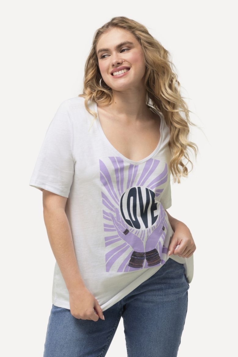 Plus size veliki brojevi Majica kratkih rukava LOVE za punije
