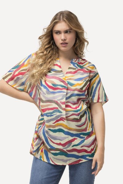 Veliki brojevi Bluza kratkih rukava s printom moda za punije