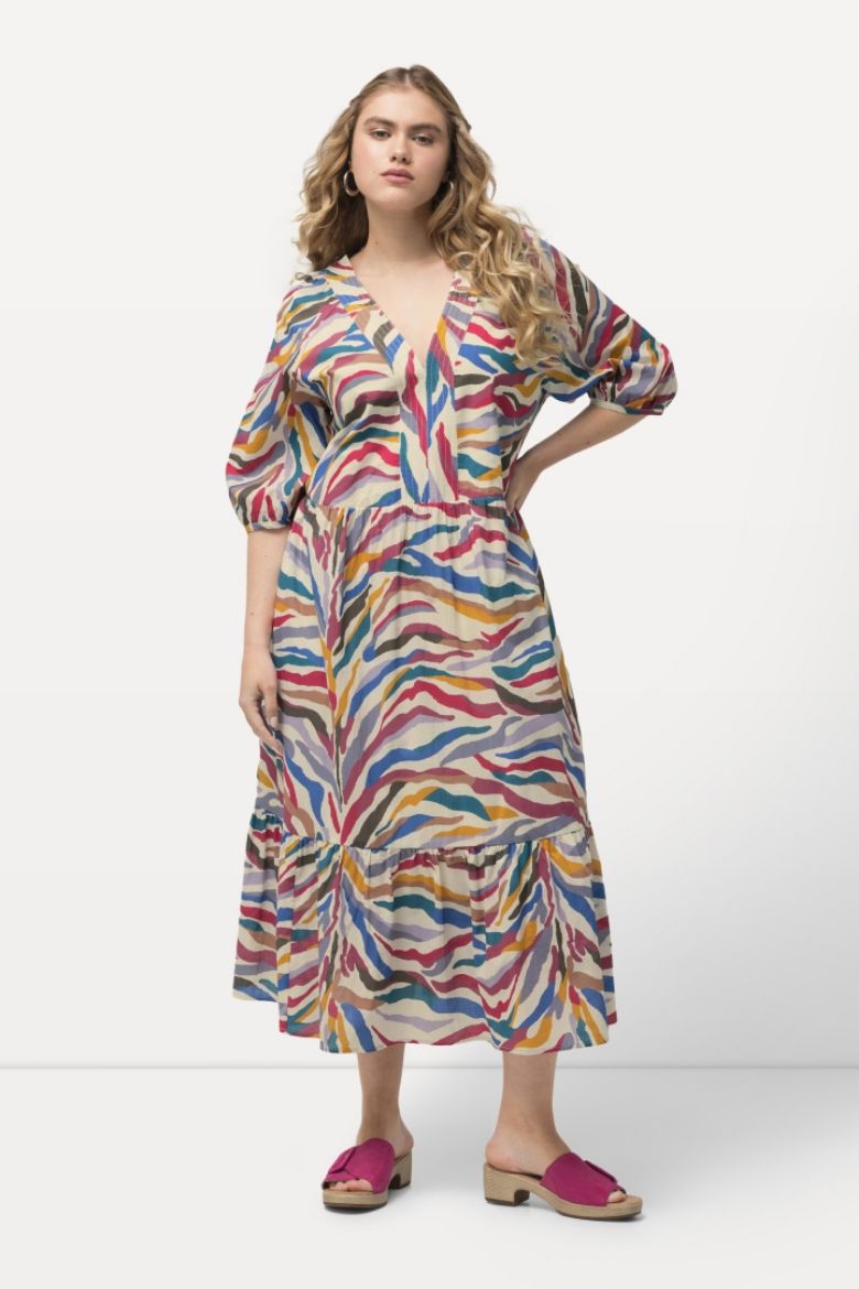 Plus size veliki brojevi Haljina s 3/4 rukavima i printom za punije
