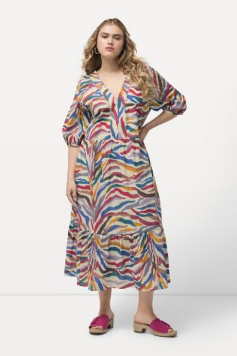 Plus size veliki brojevi Haljina s 3/4 rukavima i printom za punije