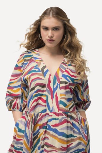 Plus size veliki brojevi Haljina s 3/4 rukavima i printom za punije