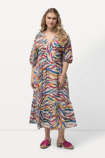 Plus size veliki brojevi Haljina s 3/4 rukavima i printom za punije