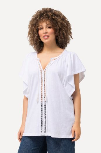 Plus size veliki brojevi Majica s vezanjem na ovratniku za punije