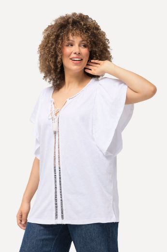 Plus size veliki brojevi Majica s vezanjem na ovratniku za punije