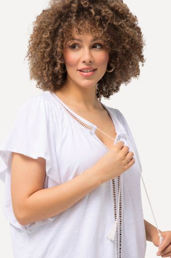 Plus size veliki brojevi Majica s vezanjem na ovratniku za punije