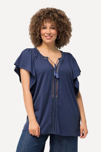 Plus size veliki brojevi Majica s vezanjem na ovratniku za punije