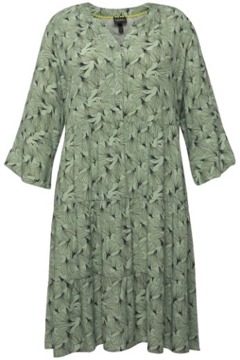 Plus size veliki brojevi Haljina midi 3/4 rukavi s cvjetnim printom za punije