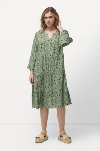 Plus size veliki brojevi Haljina midi 3/4 rukavi s cvjetnim printom za punije