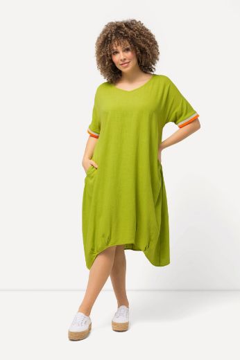 Plus size veliki brojevi Haljina midi kratkih rukava asimetrična za punije