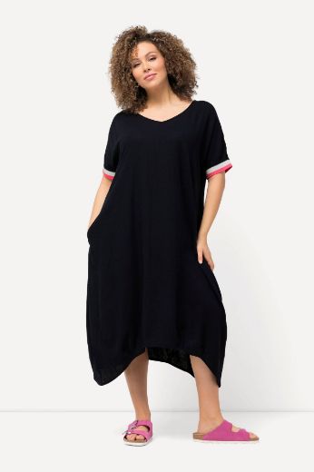 Plus size veliki brojevi Haljina midi kratkih rukava asimetrična za punije