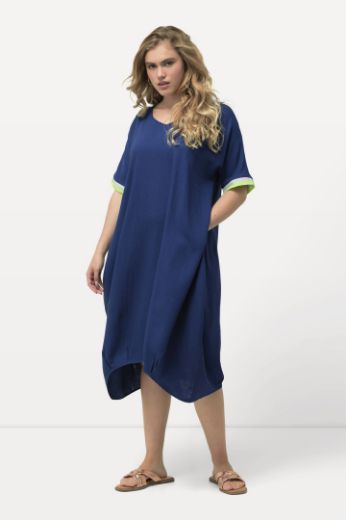 Plus size veliki brojevi Haljina midi kratkih rukava asimetrična za punije