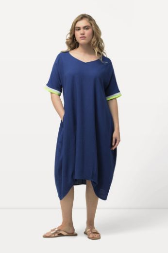 Plus size veliki brojevi Haljina midi kratkih rukava asimetrična za punije