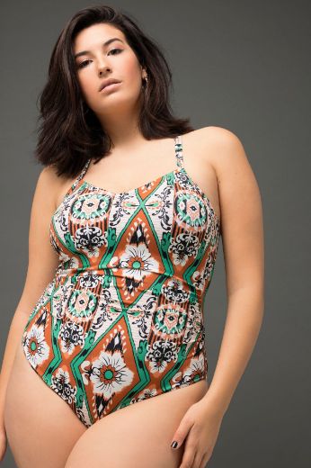 Plus size veliki brojevi Kupaći kostim jednodijelni s printom za punije