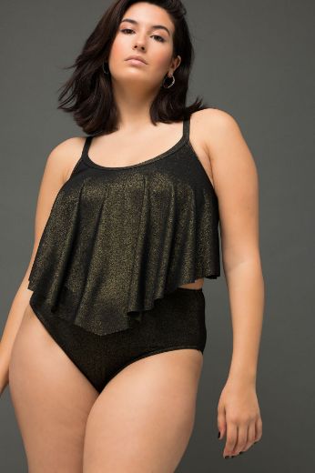 Plus size veliki brojevi Kupaće gaće visokog struka sa svjetlucavim efektom za punije