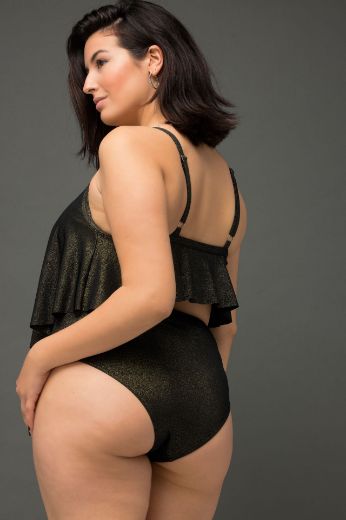 Plus size veliki brojevi Kupaće gaće visokog struka sa svjetlucavim efektom za punije