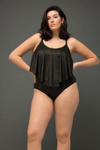 Plus size veliki brojevi Kupaće gaće visokog struka sa svjetlucavim efektom za punije
