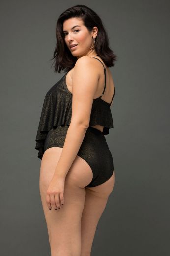 Plus size veliki brojevi Kupaće gaće visokog struka sa svjetlucavim efektom za punije