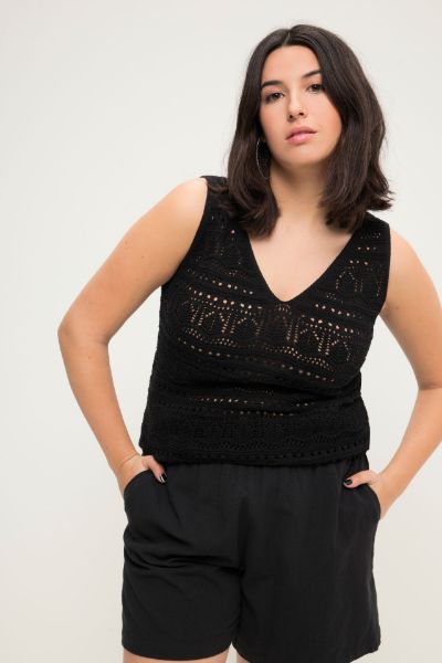 Veliki brojevi Majica bez rukava pletena moda za punije
